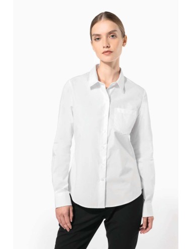 KAR-K542-LADIES' LONG-SLEEVED COTTON POPLIN SHIRT